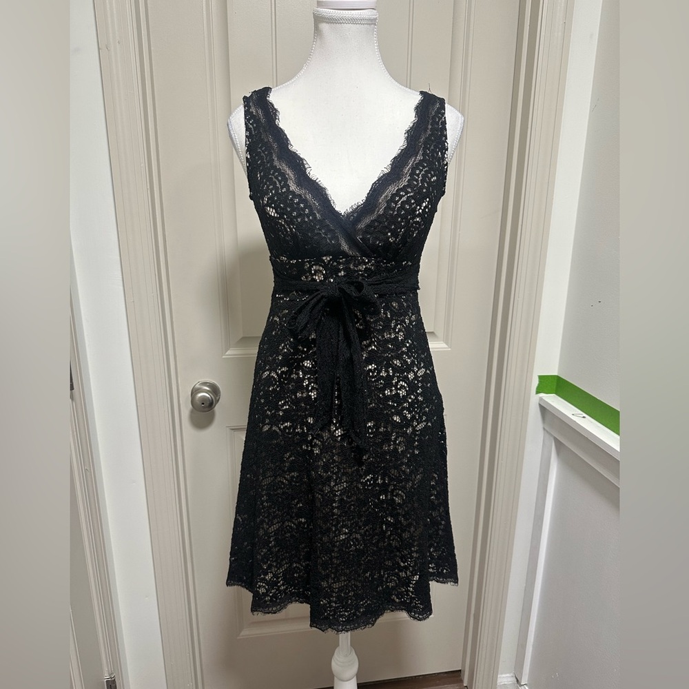 White House Black Market Black Lace Dress Y2K